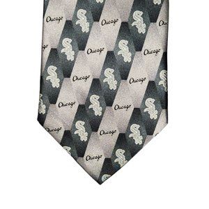 Chicago White Sox Eagles Wings Necktie Tie Mens Silver Gray Black Logo Silk